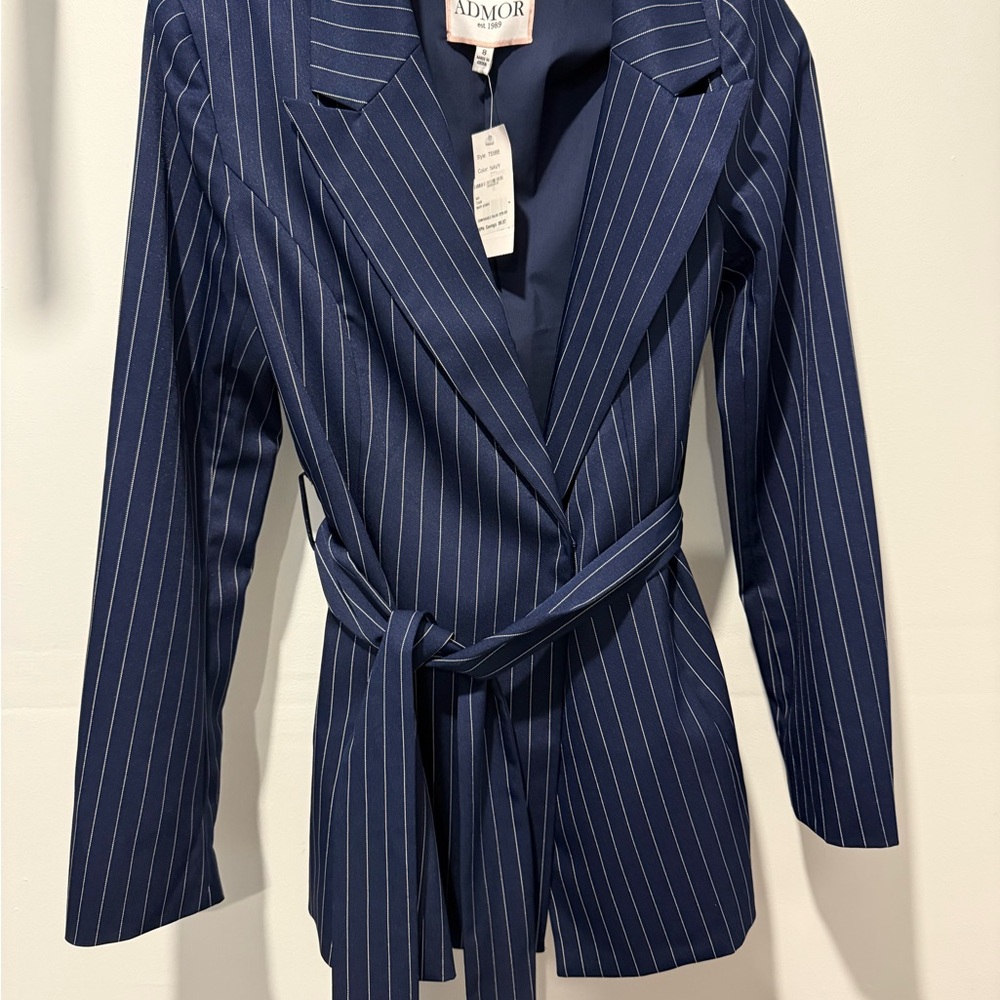 Women's Navy Pinstripe Blazer